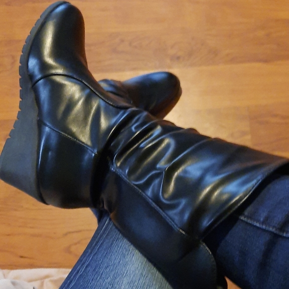 SOLD  Womens Retro wedge marshmellow pull-on calf boots - Picture 15 of 16